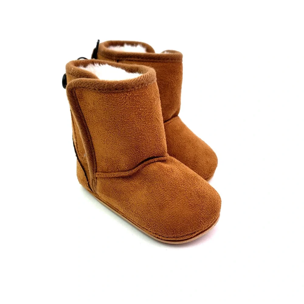 Zac & Evan Infant Baby Size 2 3-6 Months Brown Suede Slipper Boots